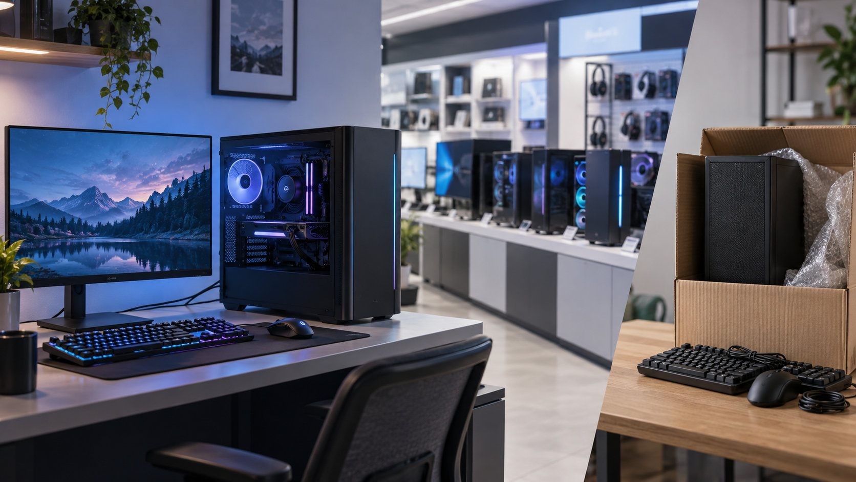BTO・家電量販店・中古の違いをイメージできるゲーミングPCの購入先比較画像