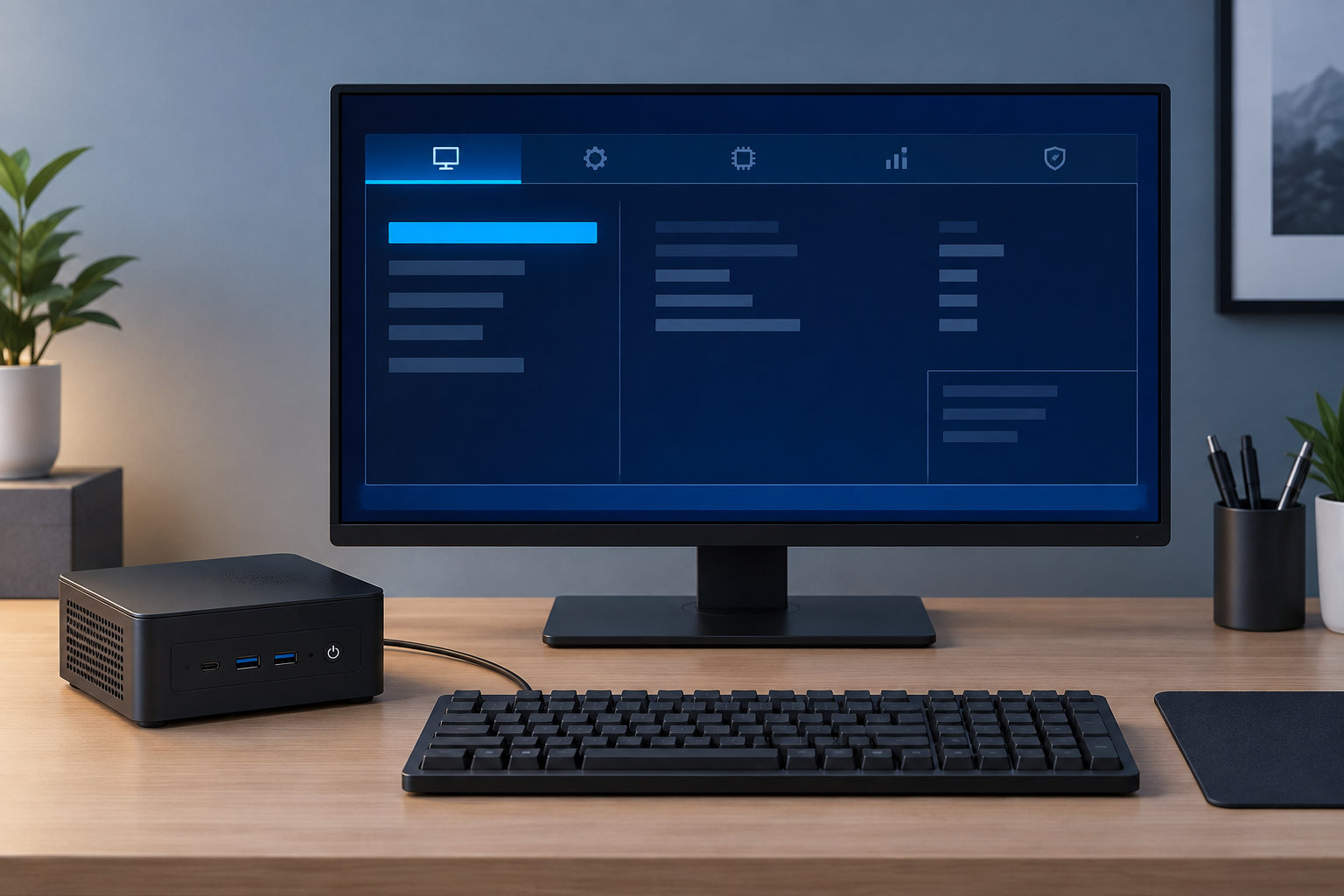 ミニPCの起動時にBIOS設定画面を開くイメージ