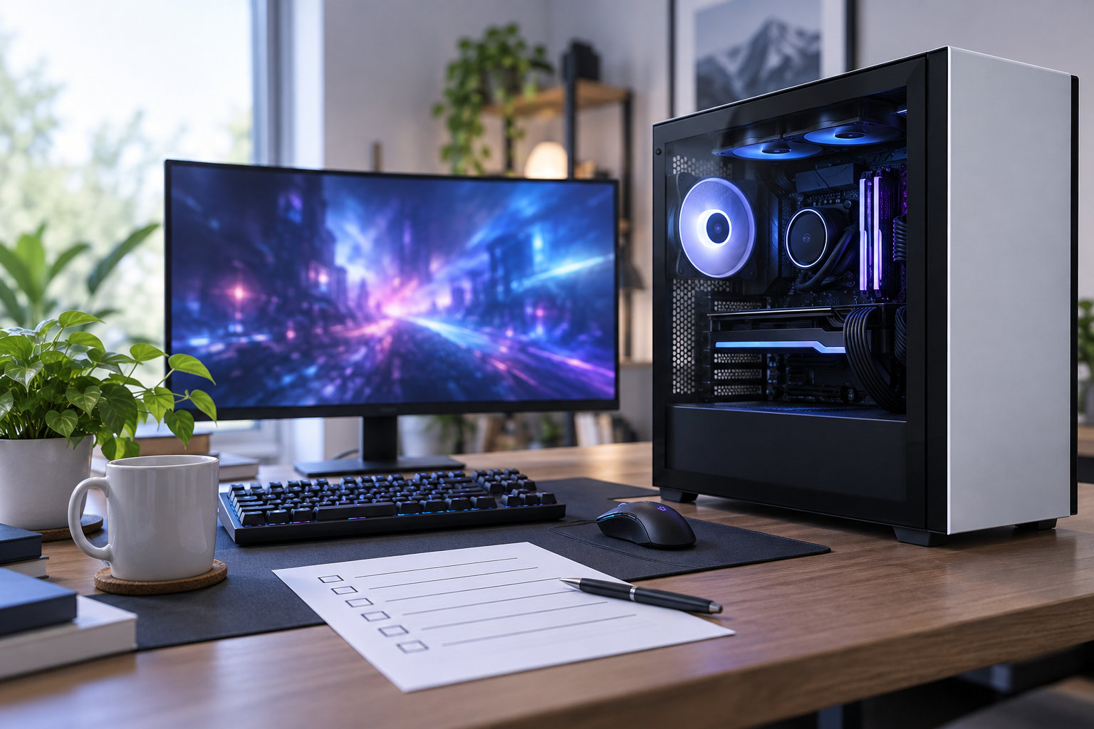 BTOゲーミングPCの構成と購入条件を確認するデスク環境