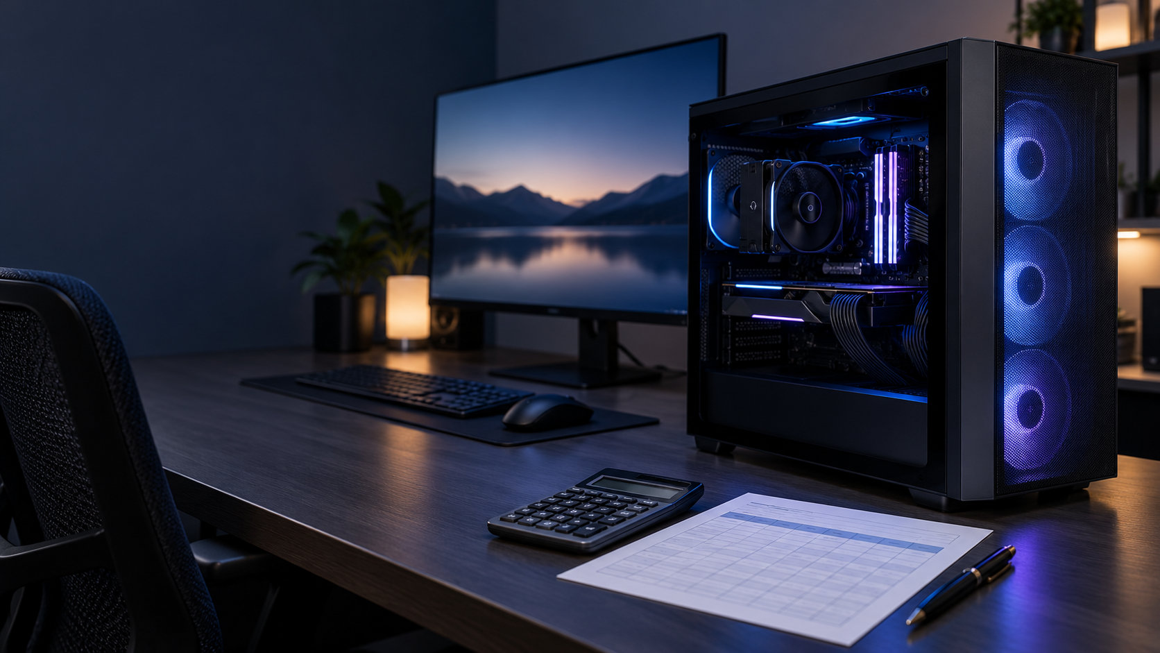 分割払いを検討するゲーミングPCと支払い計画表