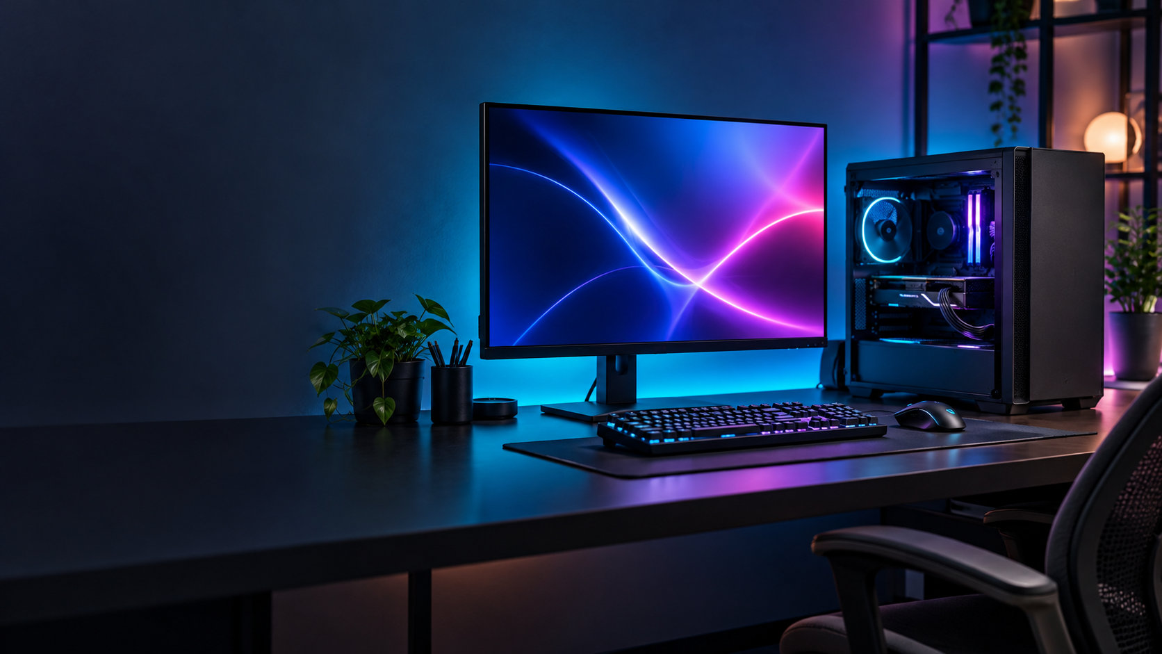 ゲーム用途のPC選びをイメージしたデスクトップPCとモニター