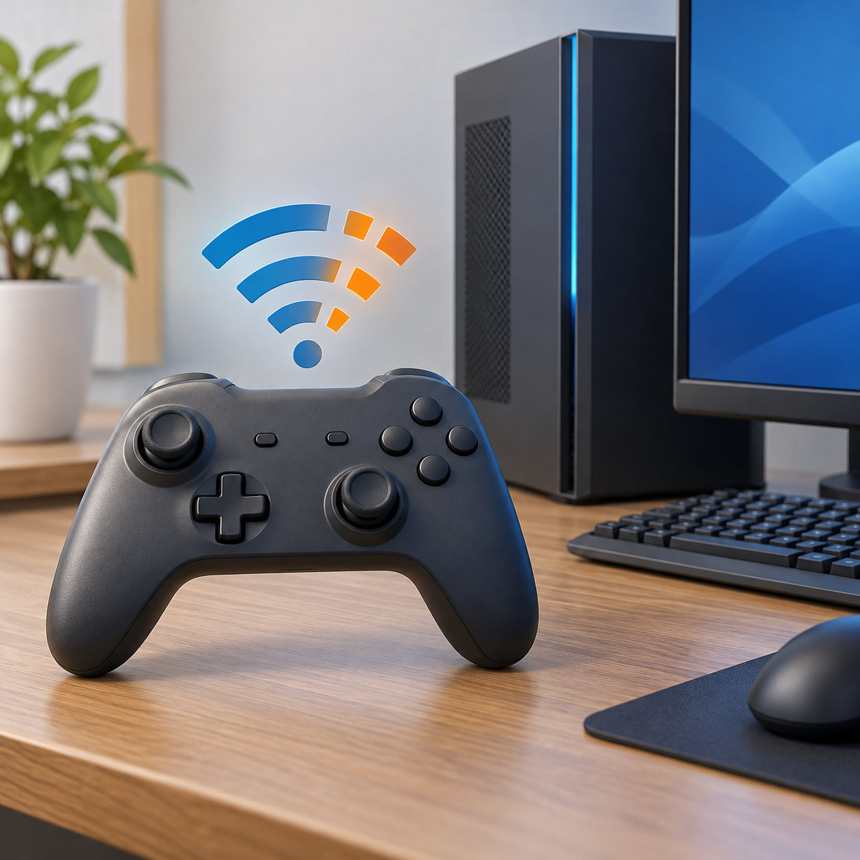 PCとコントローラーの接続が途切れるイメージ